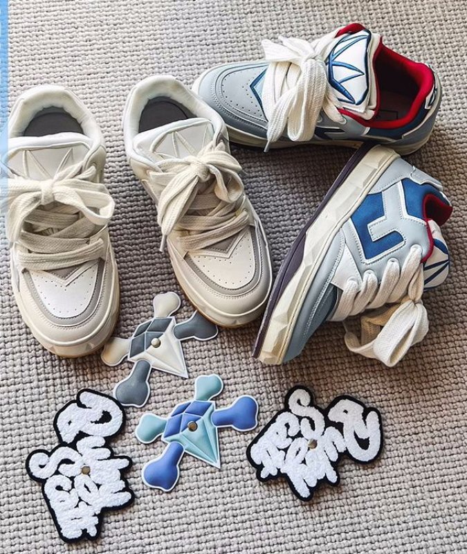 画像11: Diamond Fan Chengcheng sneakers shoes　 男女兼用 ユニセックスアルファベット&ダイアモンドエンブレムレザーレースアップスニーカー (11)