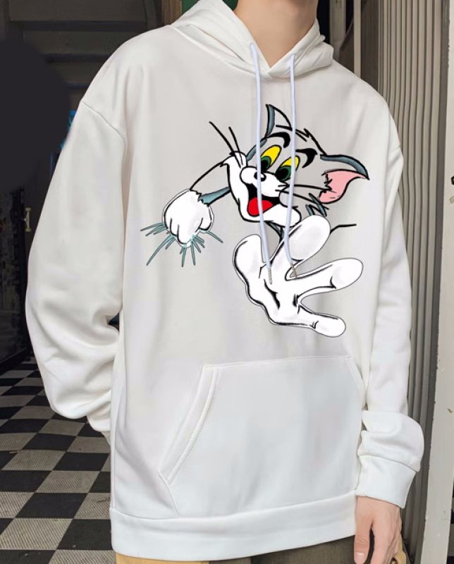 画像5: stop tom print hoodie　ユニセックス男女兼用トム＆ジェリー ストップトムプリント フーディパーカー  (5)