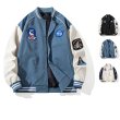 画像3: NASA×Space Shuttle Emblem stadium jacket baseball uniform jacket blouson  ユニセックス 男女兼用NASAナサ×スペースシャトルエンブレムスタジアムジャンパー スタジャン MA-1 ボンバー ジャケット ブルゾン (3)