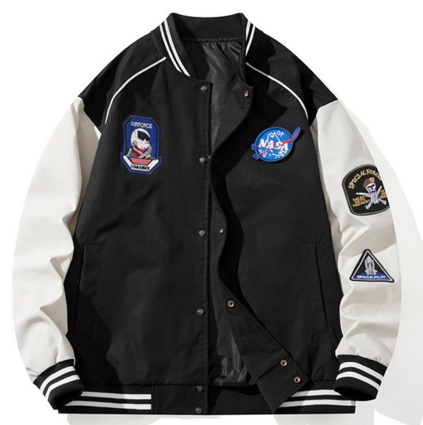 画像1: NASA×Space Shuttle Emblem stadium jacket baseball uniform jacket blouson  ユニセックス 男女兼用NASAナサ×スペースシャトルエンブレムスタジアムジャンパー スタジャン MA-1 ボンバー ジャケット ブルゾン (1)
