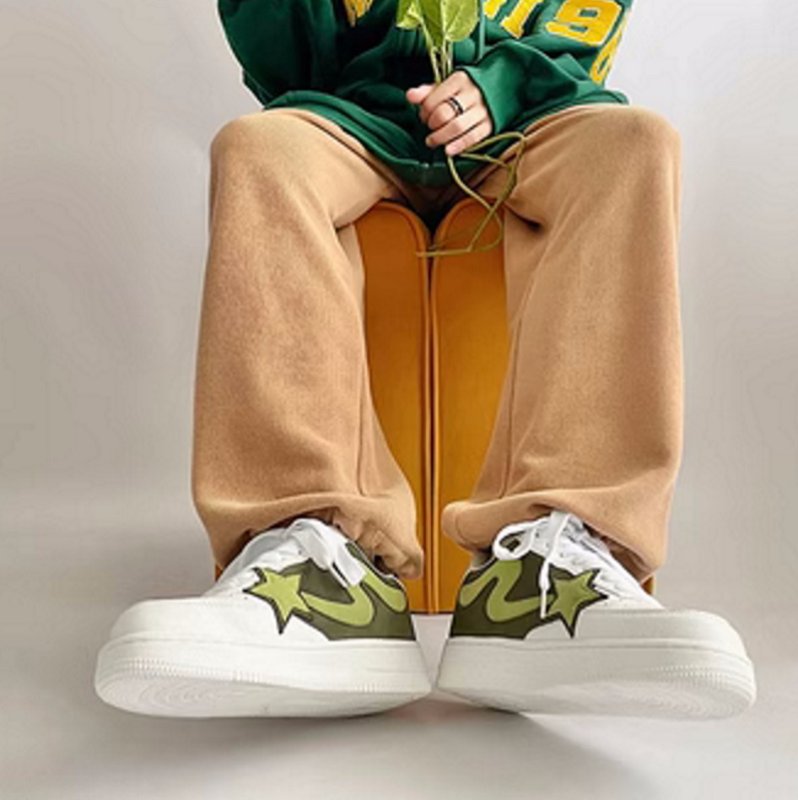 画像6: shooting star low top sneakers shoes　 男女兼用 ユニセックスシューティングスター星レザーレースアップスニーカー (6)