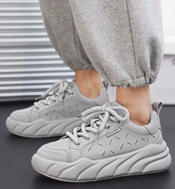 画像7: platform bottom lightweight sneakers shoes　 男女兼用 ユニセックスプラットフォーム軽量レザーレースアップスニーカー (7)
