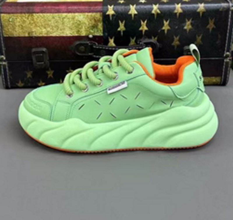 画像8: platform bottom lightweight sneakers shoes　 男女兼用 ユニセックスプラットフォーム軽量レザーレースアップスニーカー (8)