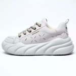 画像1: platform bottom lightweight sneakers shoes　 男女兼用 ユニセックスプラットフォーム軽量レザーレースアップスニーカー (1)