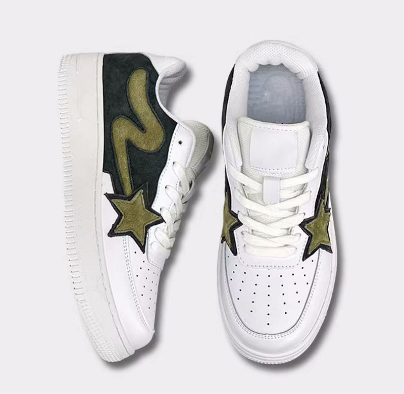 画像2: shooting star low top sneakers shoes　 男女兼用 ユニセックスシューティングスター星レザーレースアップスニーカー (2)