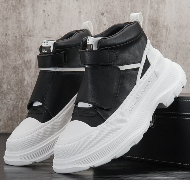 画像4: LEATHER VELCRO HIGH TOP SNEAKERS boots shoes  男女兼用 ユニセックスレザーベルクロハイカットスニーカー ブーツ (4)
