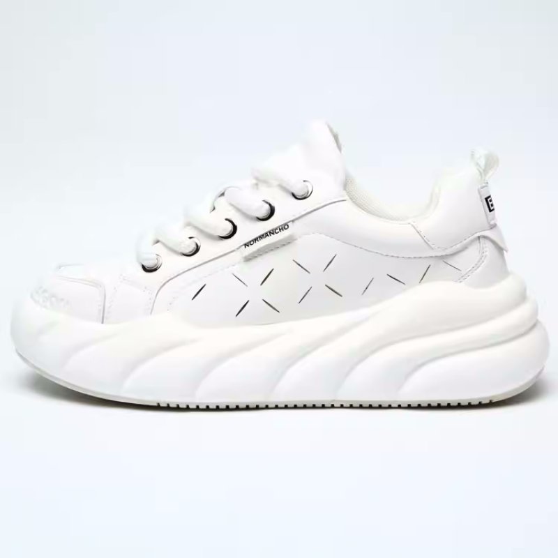 画像3: platform bottom lightweight sneakers shoes　 男女兼用 ユニセックスプラットフォーム軽量レザーレースアップスニーカー (3)