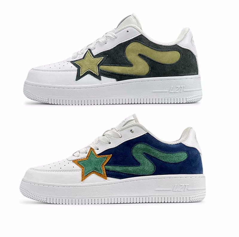 画像1: shooting star low top sneakers shoes　 男女兼用 ユニセックスシューティングスター星レザーレースアップスニーカー (1)