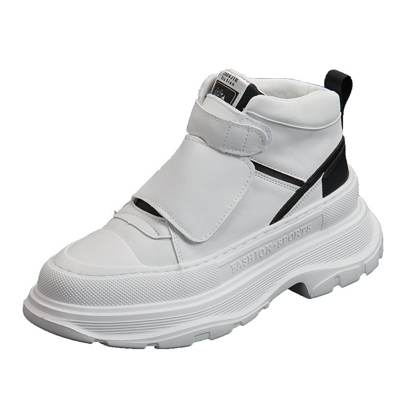 画像1: LEATHER VELCRO HIGH TOP SNEAKERS boots shoes　 男女兼用 ユニセックスレザーベルクロハイカットスニーカー ブーツ (1)