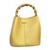 画像1:  Bamboo Handle Bucket Leather Tote Shoulder Handbag 　バンブーハンドルバケットレザートートショルダーバッグ (1)