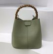 画像4:  Bamboo Handle Bucket Leather Tote Shoulder Handbag 　バンブーハンドルバケットレザートートショルダーバッグ (4)