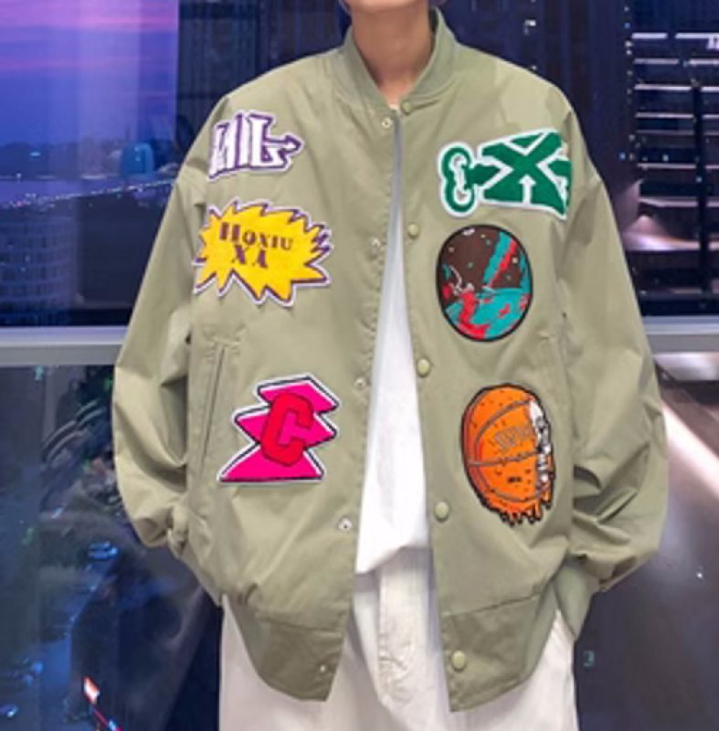 画像6: colorful emblem stadium jacket baseball uniform jacket blouson MA1  ユニセックス 男女兼用カラフルエンブレムスタジアムジャンパー スタジャン MA-1 ボンバー ジャケット ブルゾン (6)