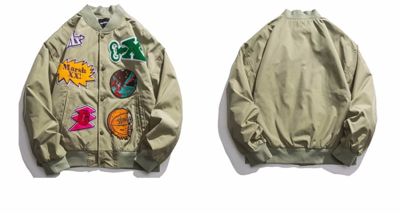 画像4: colorful emblem stadium jacket baseball uniform jacket blouson MA1  ユニセックス 男女兼用カラフルエンブレムスタジアムジャンパー スタジャン MA-1 ボンバー ジャケット ブルゾン (4)