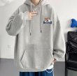 画像3: One point smile fox print hoodie　ユニセックス男女兼用ワンポイントスマイルフォックス狐プリント フーディパーカー  (3)