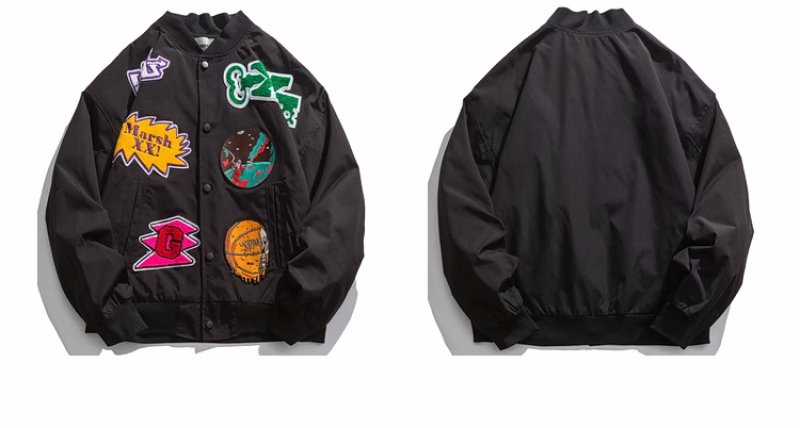 画像5: colorful emblem stadium jacket baseball uniform jacket blouson MA1  ユニセックス 男女兼用カラフルエンブレムスタジアムジャンパー スタジャン MA-1 ボンバー ジャケット ブルゾン (5)