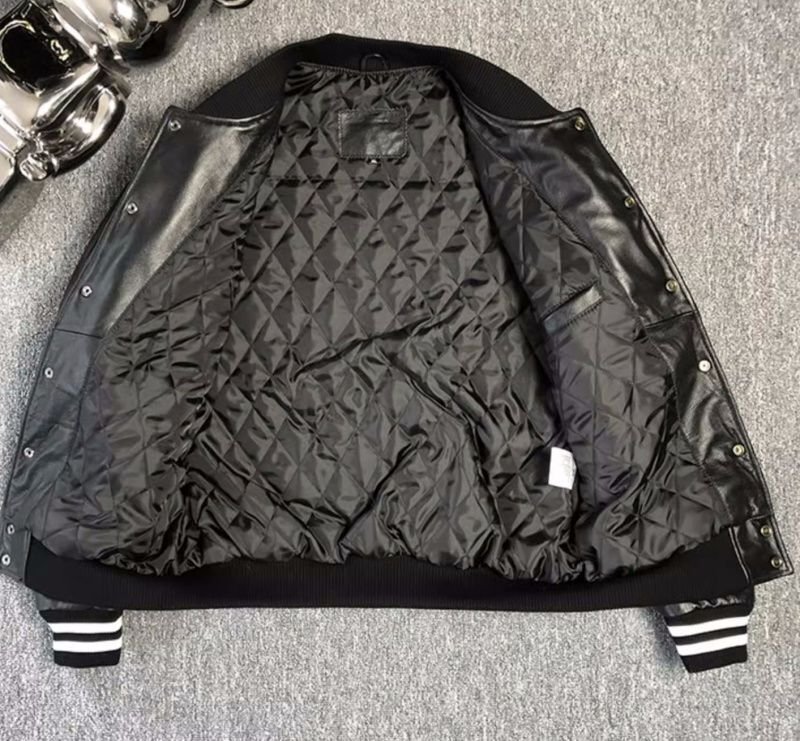 画像4: genuine leather stadium jacket baseball uniform jacket blouson MA1  ユニセックス 男女兼用本革レザーエンブレムスタジアムジャンパー スタジャン MA-1 ボンバー ジャケット ブルゾン (4)