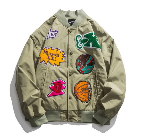 画像1: colorful emblem stadium jacket baseball uniform jacket blouson MA1　 ユニセックス 男女兼用カラフルエンブレムスタジアムジャンパー スタジャン MA-1 ボンバー ジャケット ブルゾン (1)