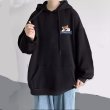 画像2: One point smile fox print hoodie　ユニセックス男女兼用ワンポイントスマイルフォックス狐プリント フーディパーカー  (2)