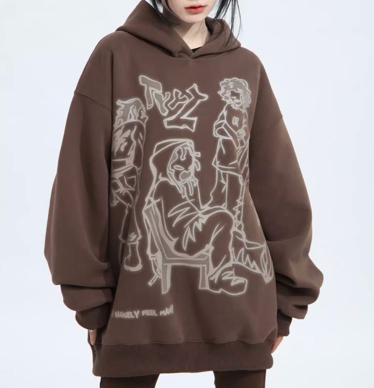 画像6: Y2K hip hop boy illustration print hoodie　ユニセックス男女兼用ヒップホップボーイイラストプリント フーディパーカー  (6)