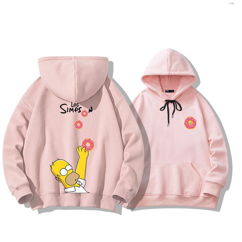 画像9: homer simpson x donuts hoodie　ユニセックス男女兼用ホーマーシンプソン×ドーナッツドーナツフーディプリント パーカー  (9)