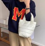 画像10: Down quilted lightweight tote shoulder eco bag Handbag 　ダウンキルティング軽量トートショルダーバッグ (10)