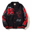 画像8: leather sleeve high street saint hot stuff little devil embroidered  stadium jacket baseball uniform jacket blouson  ユニセックス 男女兼用デビル刺繍スタジアムジャンパー スタジャン MA-1 ボンバー ジャケット ブルゾン (8)