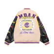 画像2: MDAN Heavy Industry Flocking Embroidery Stitching stadium jacket baseball uniform jacket blouson  ユニセックス 男女兼用MDAN刺繍スタジアムジャンパー スタジャン MA-1 ボンバー ジャケット ブルゾン (2)