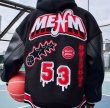 画像8: basketball embroidery Flocking Embroidery Stitching stadium jacket baseball uniform jacket blouson  ユニセックス 男女兼用バスケットボール刺繍スタジアムジャンパー スタジャン MA-1 ボンバー ジャケット ブルゾン (8)