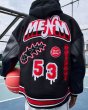 画像6: basketball embroidery Flocking Embroidery Stitching stadium jacket baseball uniform jacket blouson  ユニセックス 男女兼用バスケットボール刺繍スタジアムジャンパー スタジャン MA-1 ボンバー ジャケット ブルゾン (6)