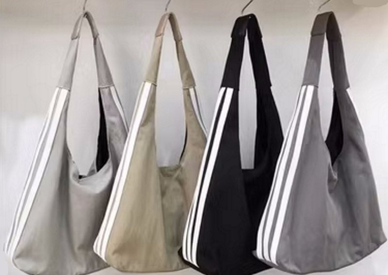 画像7: 3 line Nilong cloth shoulder tote shoulder eco bag Handbag  3本ラインナイロンクロストートショルダーエコバッグ (7)