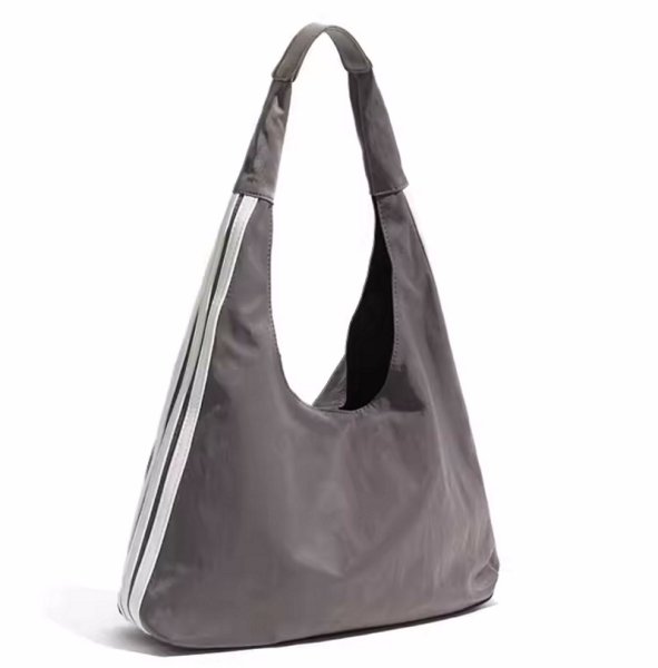 画像1: 3 line Nilong cloth shoulder tote shoulder eco bag Handbag 　3本ラインナイロンクロストートショルダーエコバッグ (1)