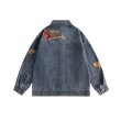 画像2: flower printing washed old denim jacket Denim G Jean jacket blouson  ユニセックス 男女兼用フラワープリントデニムGジャンジャンパー MA-1 ボンバー ジャケット ブルゾン (2)