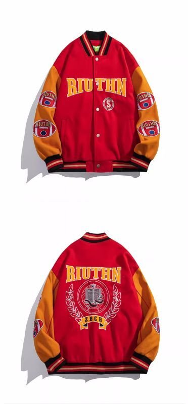 画像8: etter embroidery baseball jacket stadium jacket baseball uniform jacket blouson  ユニセックス 男女兼用レター刺繍スタジアムジャンパー スタジャン MA-1 ボンバー ジャケット ブルゾン (8)