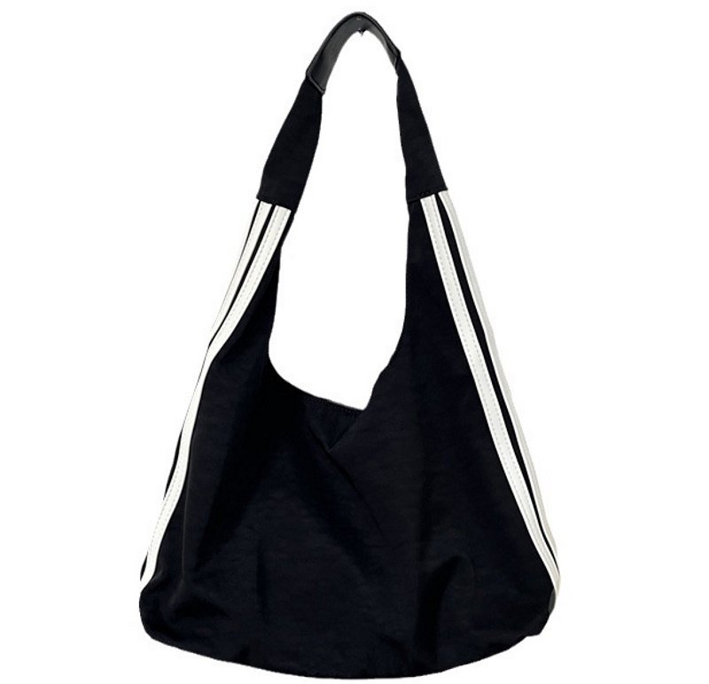 画像13: 3 line Nilong cloth shoulder tote shoulder eco bag Handbag  3本ラインナイロンクロストートショルダーエコバッグ (13)