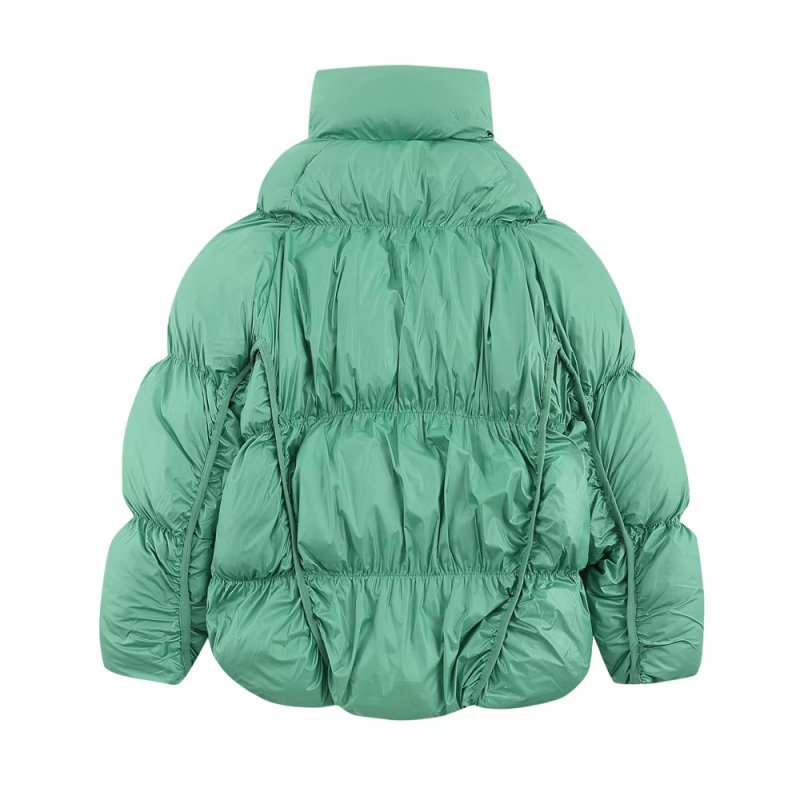 画像10: Irregular split pleated stand-up collar down jacket coat　男女兼用ユニセックスイレギュラースプリットプリーツスタンドカラーダウンジャケット コート (10)
