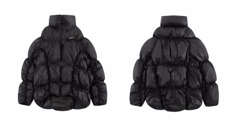 画像7: Irregular split pleated stand-up collar down jacket coat　男女兼用ユニセックスイレギュラースプリットプリーツスタンドカラーダウンジャケット コート (7)