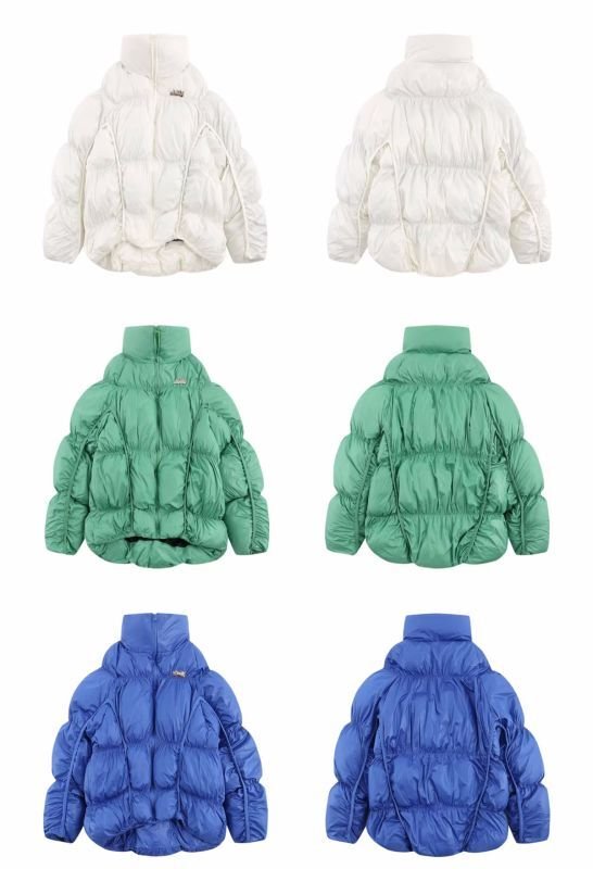 画像6: Irregular split pleated stand-up collar down jacket coat　男女兼用ユニセックスイレギュラースプリットプリーツスタンドカラーダウンジャケット コート (6)