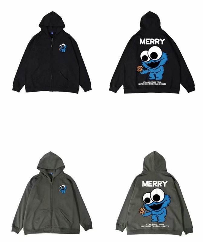 画像6: sesame street zip up Hooded Sweatshirt 　ユニセックス男女兼用セサミーストリートジップアップフーディパーカー (6)