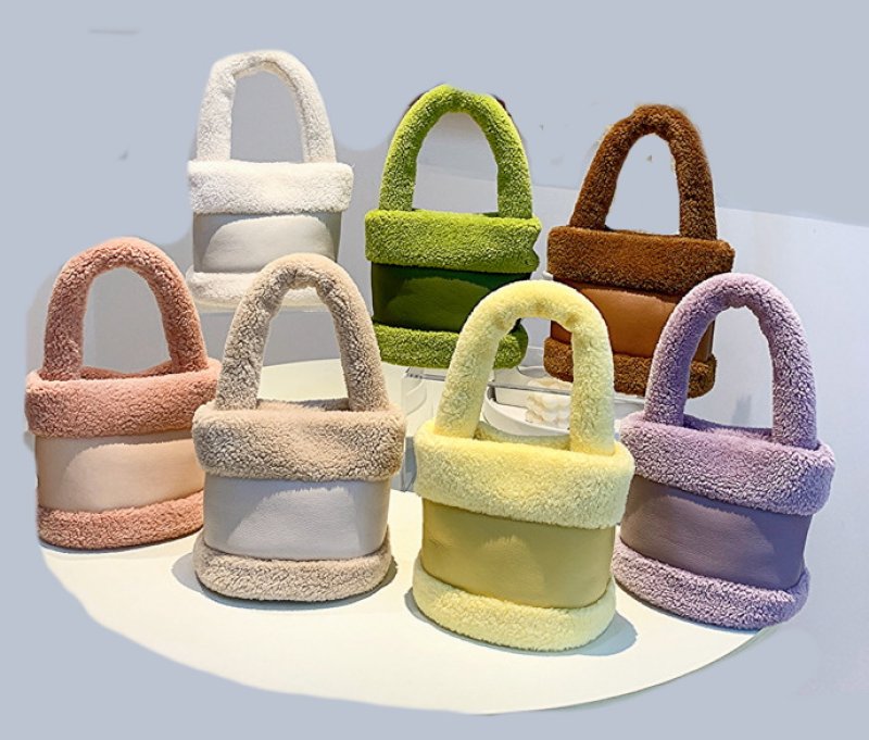 画像13: sheep hair boa combination mini bag Bucket Tote Shoulder Bag Handbag  シープヘアコンビネーションミニバケットトートショルダーバッグ (13)