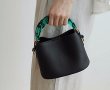 画像9: Marble Plastic Handle Leather Bucket Tote Shoulder Bag Handbag 　マーブルハンドルバケットトートショルダーバッグ (9)