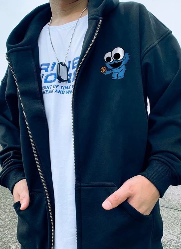 画像5: sesame street zip up Hooded Sweatshirt 　ユニセックス男女兼用セサミーストリートジップアップフーディパーカー (5)