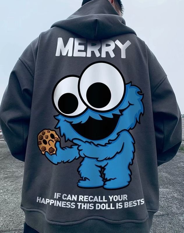 画像3: sesame street zip up Hooded Sweatshirt 　ユニセックス男女兼用セサミーストリートジップアップフーディパーカー (3)