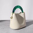 画像13: Marble Plastic Handle Leather Bucket Tote Shoulder Bag Handbag 　マーブルハンドルバケットトートショルダーバッグ (13)