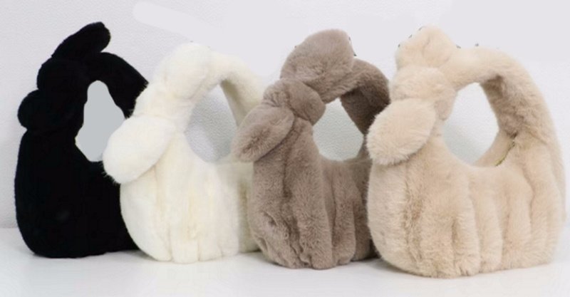 画像12: pleated ribbon fur tote bag Handbag  リボン付きファープリーツミニトートバッグアンダーアームバッグ (12)