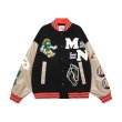 画像2: Mascot & Footprint embroidery baseball jacket stadium jacket baseball uniform jacket blouson  ユニセックス 男女兼用マスコット＆フットプリント刺繍スタジアムジャンパー スタジャン MA-1 ボンバー ジャケット ブルゾン (2)