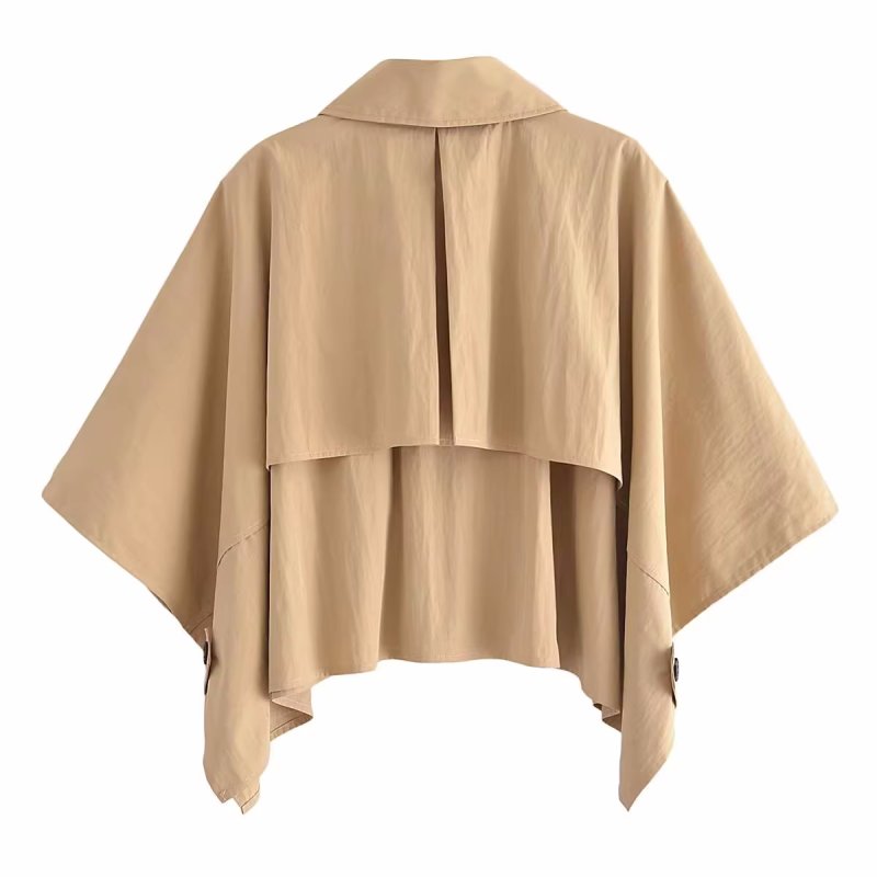 画像2: French niche short pointed collar trench coat style cape 　フレンチニッチショートポインテッドカラートレンチコート風ケープジャケット  (2)
