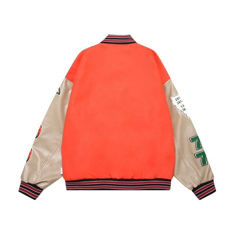 画像3: Mascot & Footprint embroidery baseball jacket stadium jacket baseball uniform jacket blouson  ユニセックス 男女兼用マスコット&フットプリント刺繍スタジアムジャンパー スタジャン MA-1 ボンバー ジャケット ブルゾン (3)