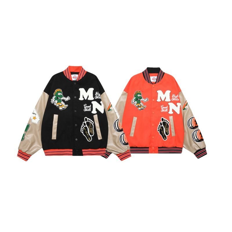 画像5: Mascot & Footprint embroidery baseball jacket stadium jacket baseball uniform jacket blouson  ユニセックス 男女兼用マスコット&フットプリント刺繍スタジアムジャンパー スタジャン MA-1 ボンバー ジャケット ブルゾン (5)