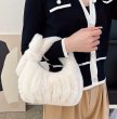 画像10: pleated ribbon fur tote bag Handbag 　リボン付きファープリーツミニトートバッグアンダーアームバッグ (10)