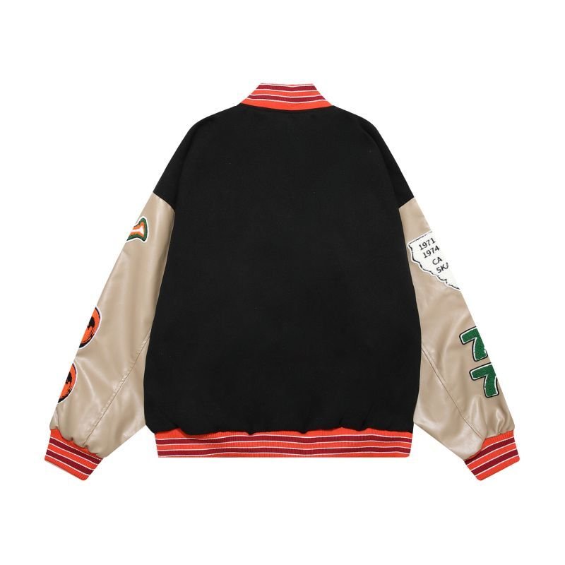 画像4: Mascot & Footprint embroidery baseball jacket stadium jacket baseball uniform jacket blouson  ユニセックス 男女兼用マスコット&フットプリント刺繍スタジアムジャンパー スタジャン MA-1 ボンバー ジャケット ブルゾン (4)